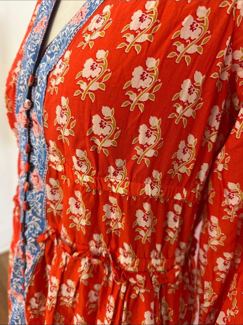 J.Crew Indian Cotton Boho Floral Mix Pribt Dress Size 8 - Picture 3 of 5